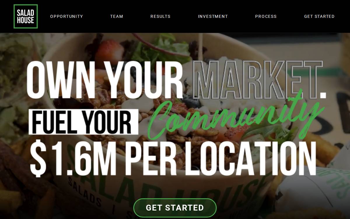 Salad House Franchising website preview