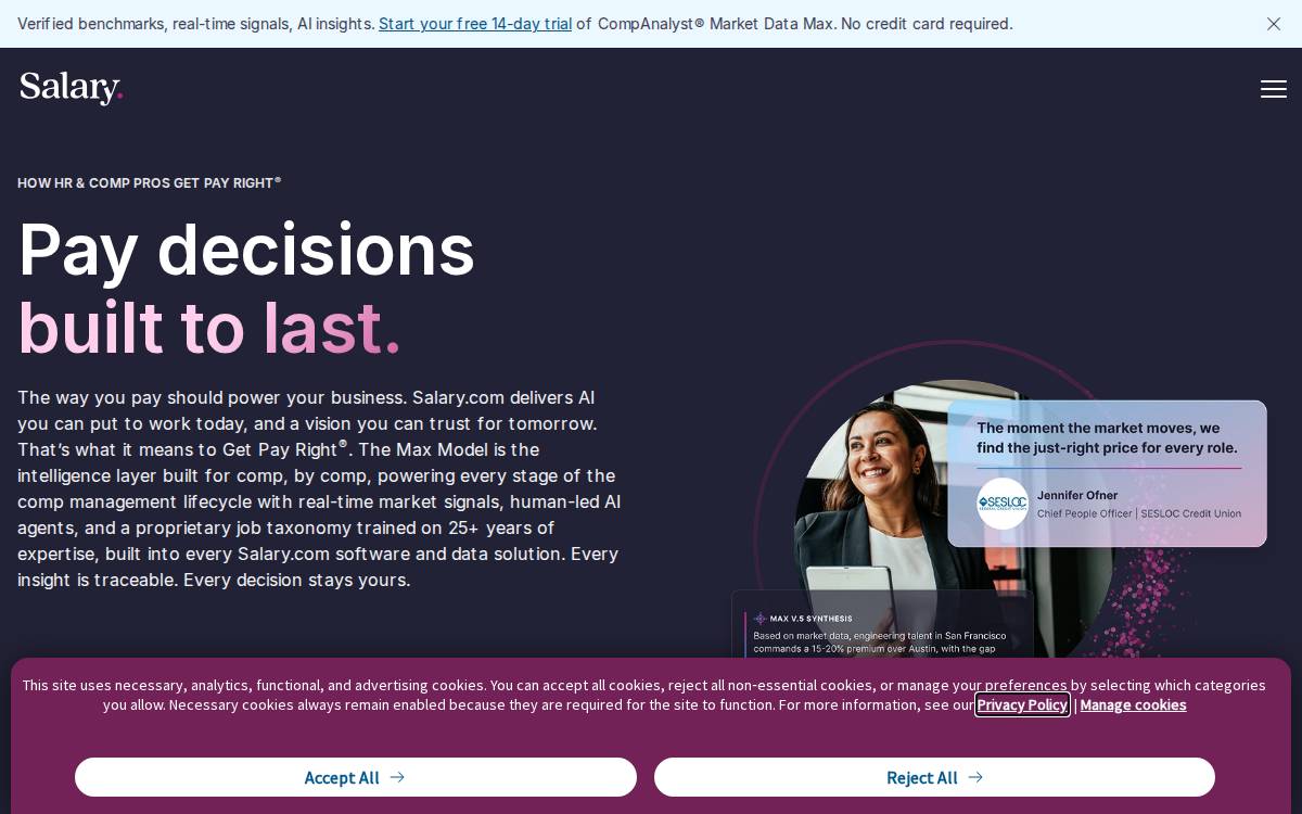 Salary Com website preview