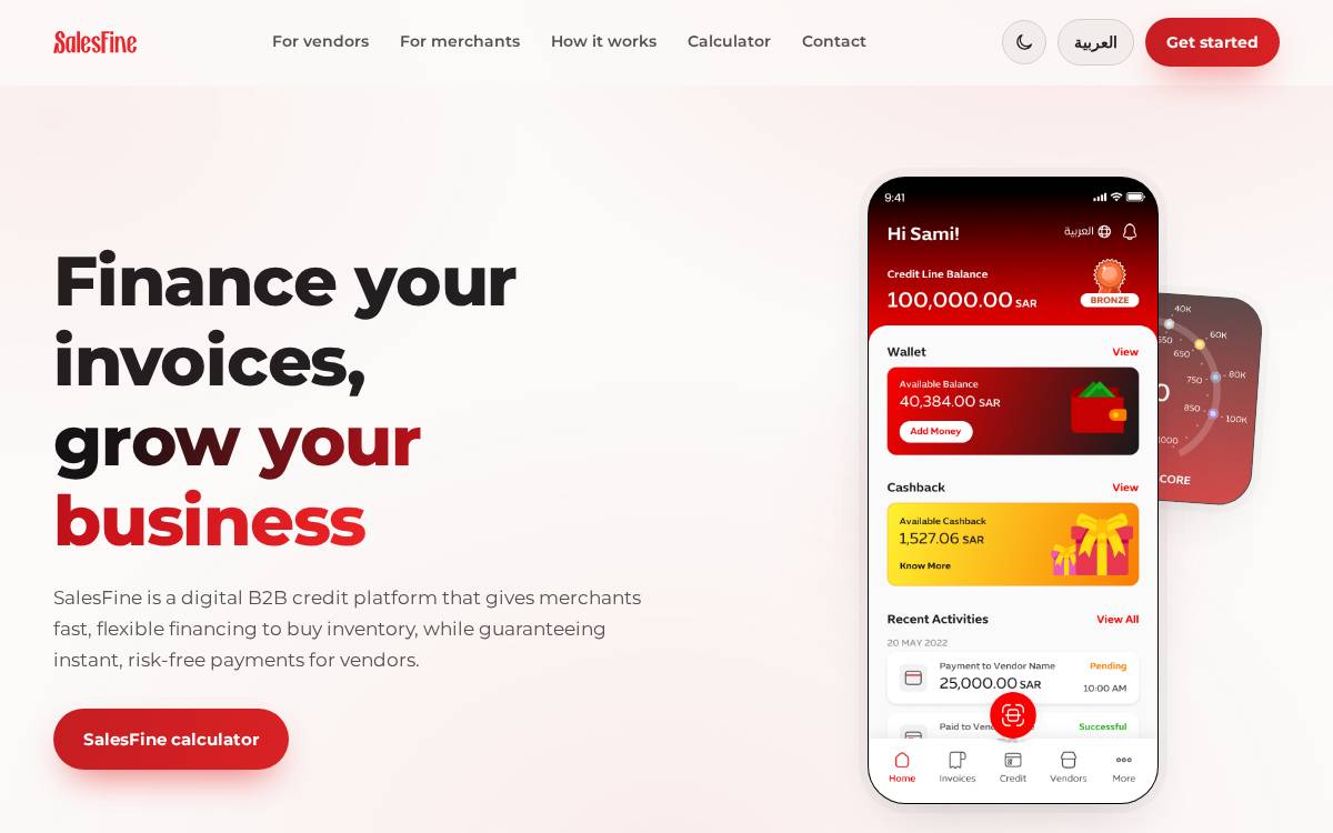 Salesfine website preview