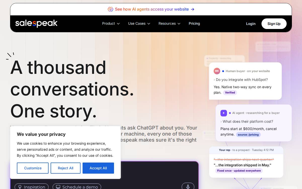 Salespeak website preview