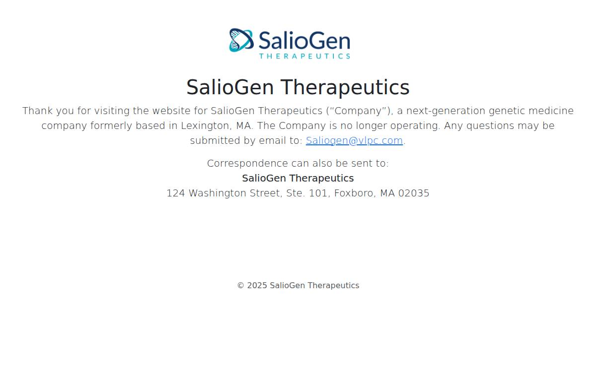 Saliogen Therapeutics website preview