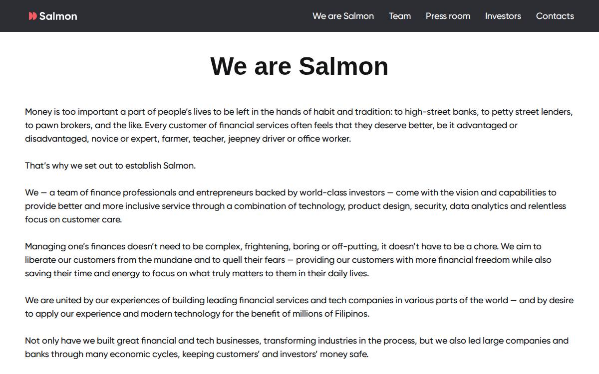 Salmon website preview