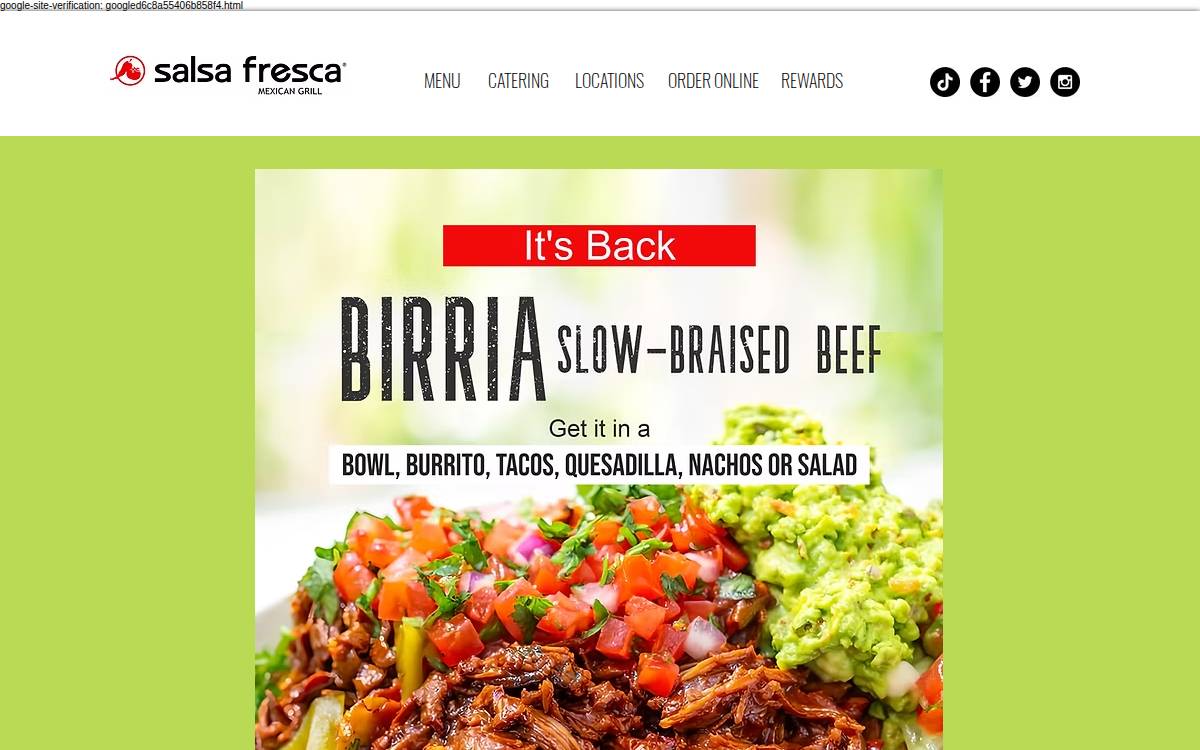 Salsafrescagrill website preview