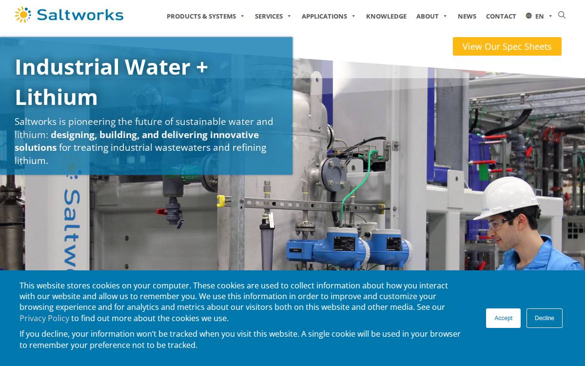 Saltworks Technologies Inc. website preview