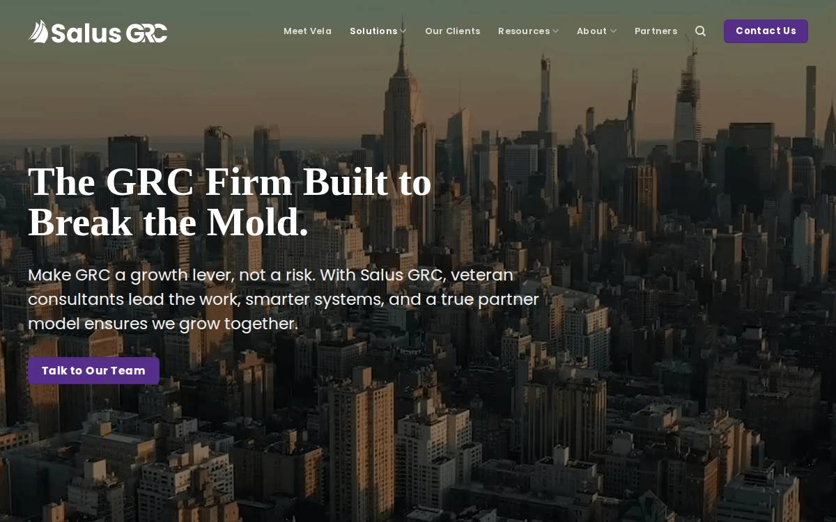 Salus GRC website preview