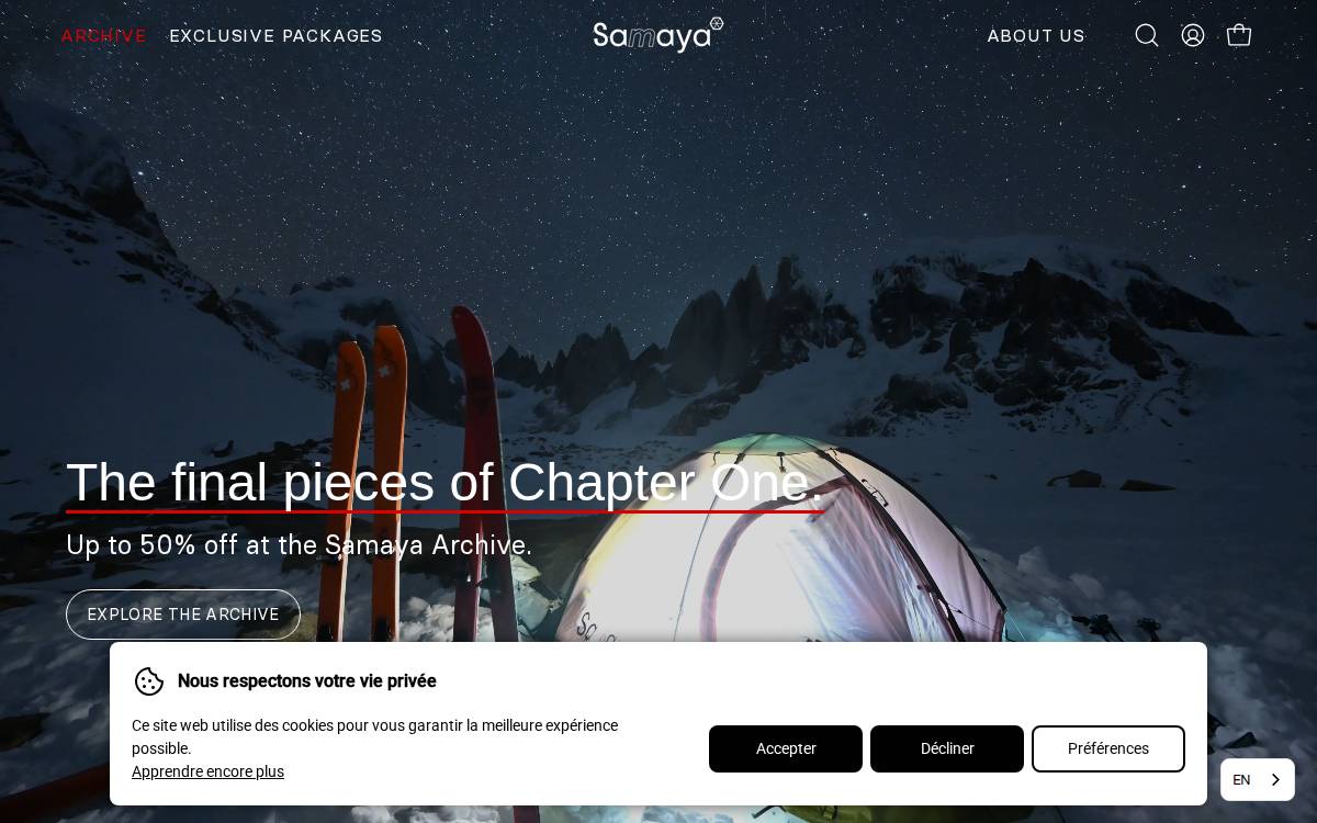 Samaya Equipment website preview