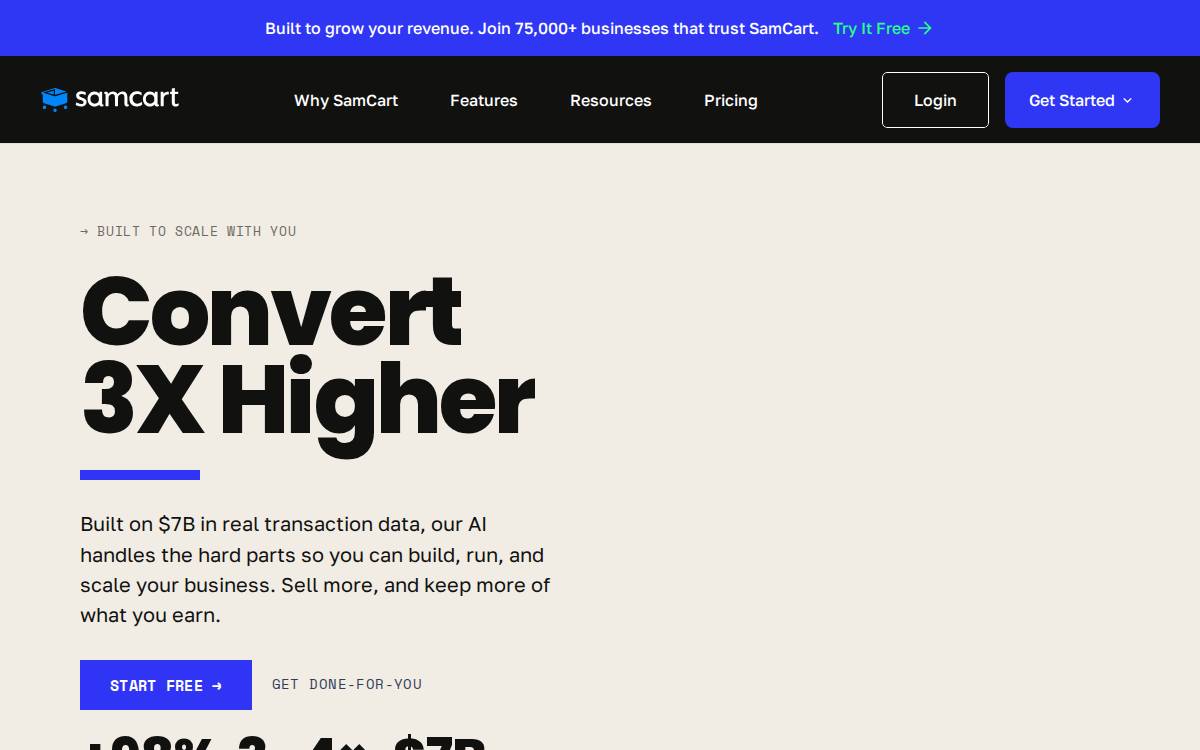SamCart website preview