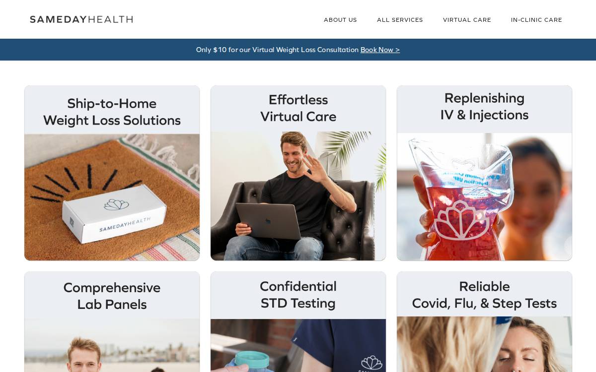 Sameday Health website preview