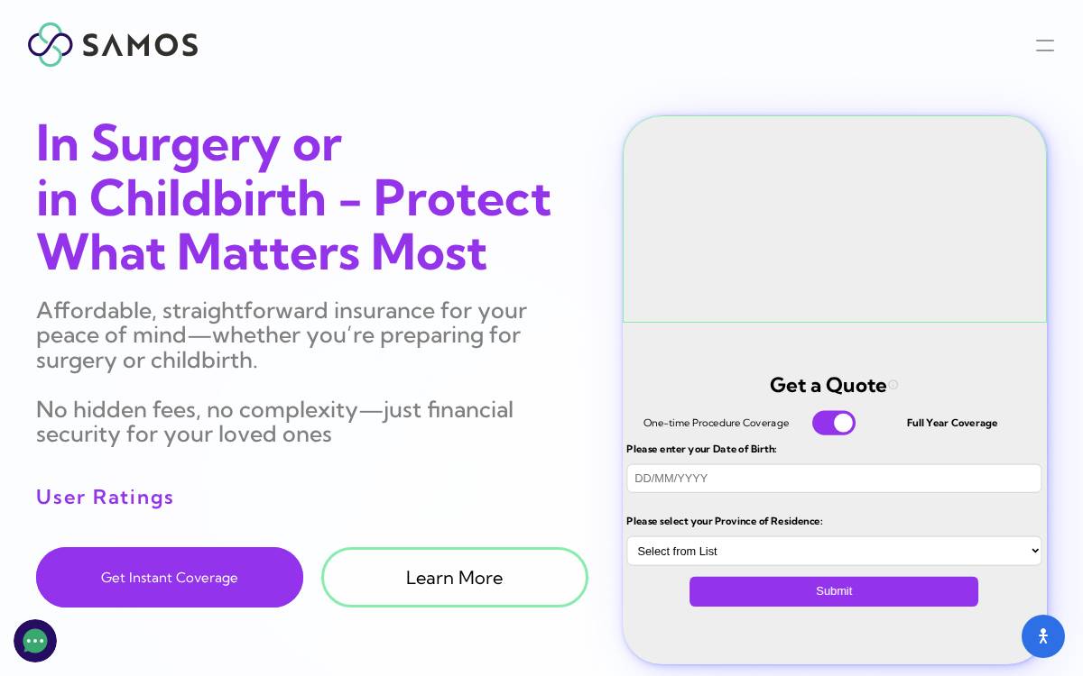 Samos Insurance website preview