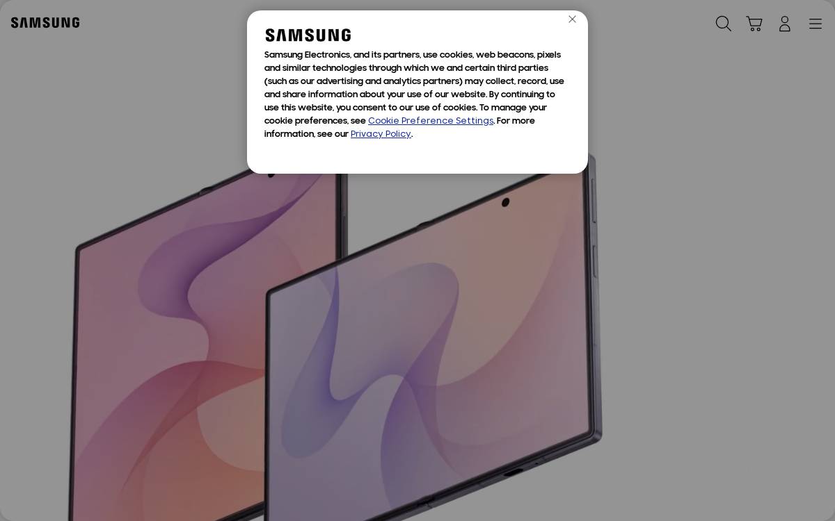 Samsung Electronics website preview