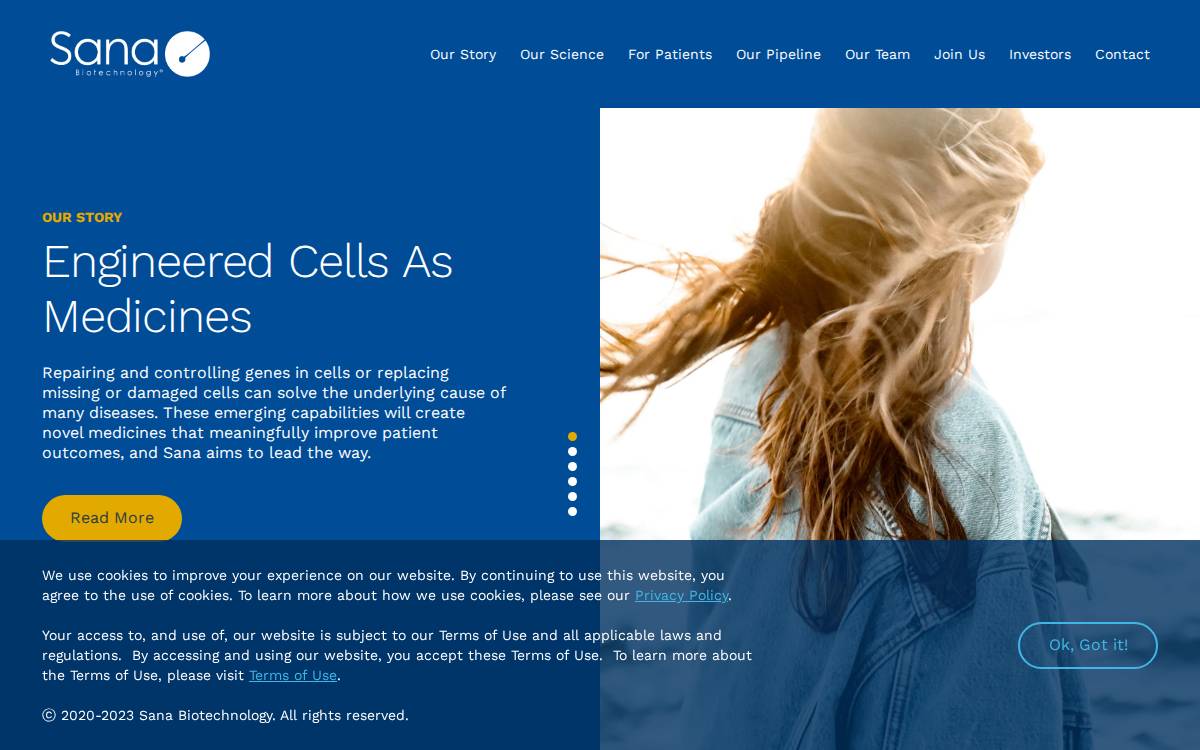 Sana Biotechnology website preview