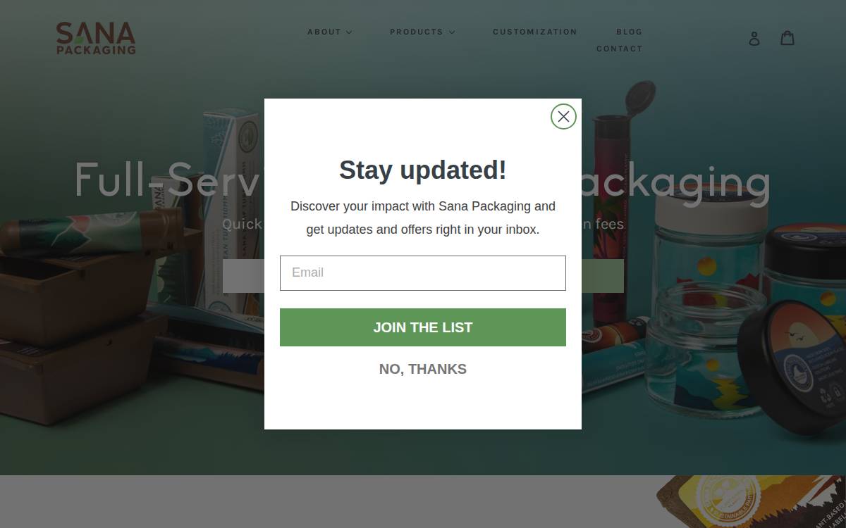 Sana Packaging website preview