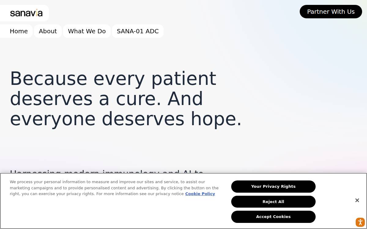 Sanavia Oncology website preview