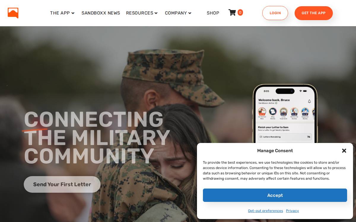 Sandboxx website preview