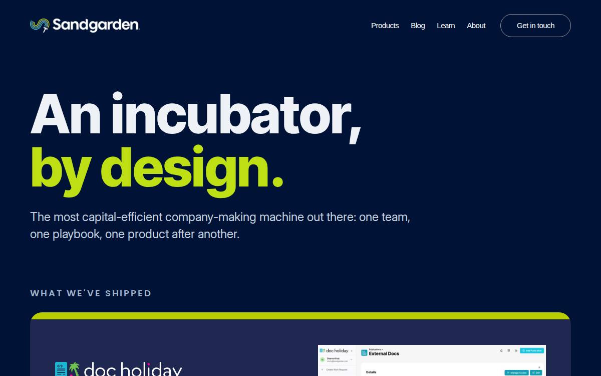 Sandgarden website preview