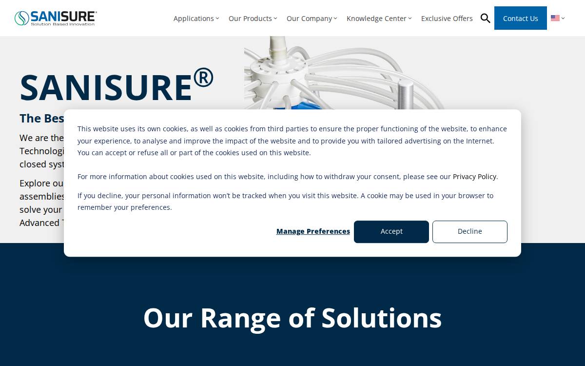SaniSure website preview