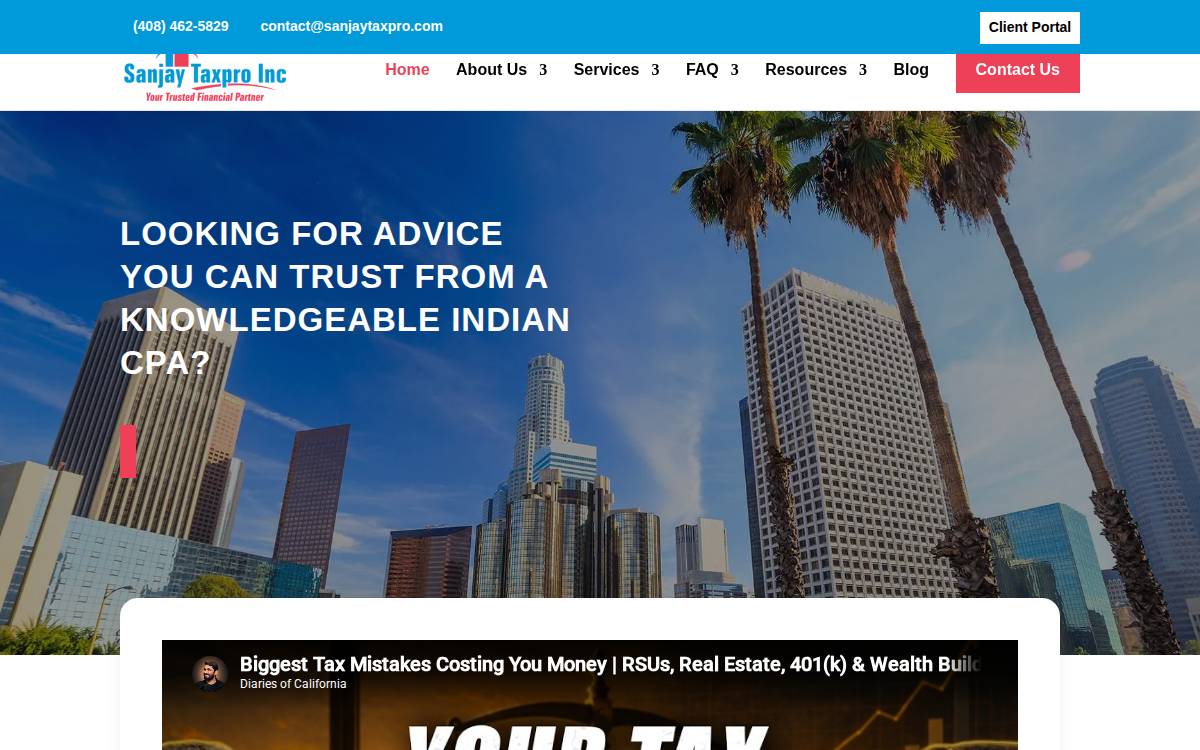 Sanjay Tax Pro website preview