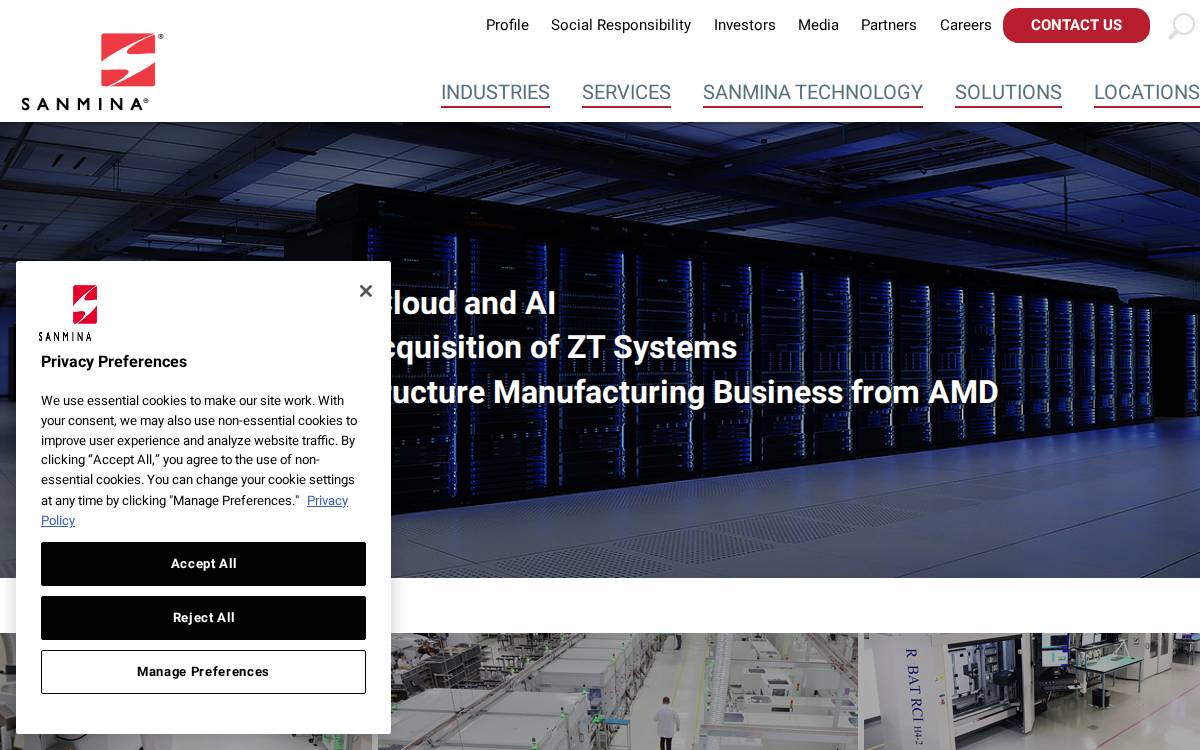 Sanmina/SCI website preview