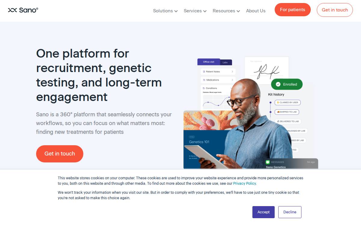Sano Genetics website preview