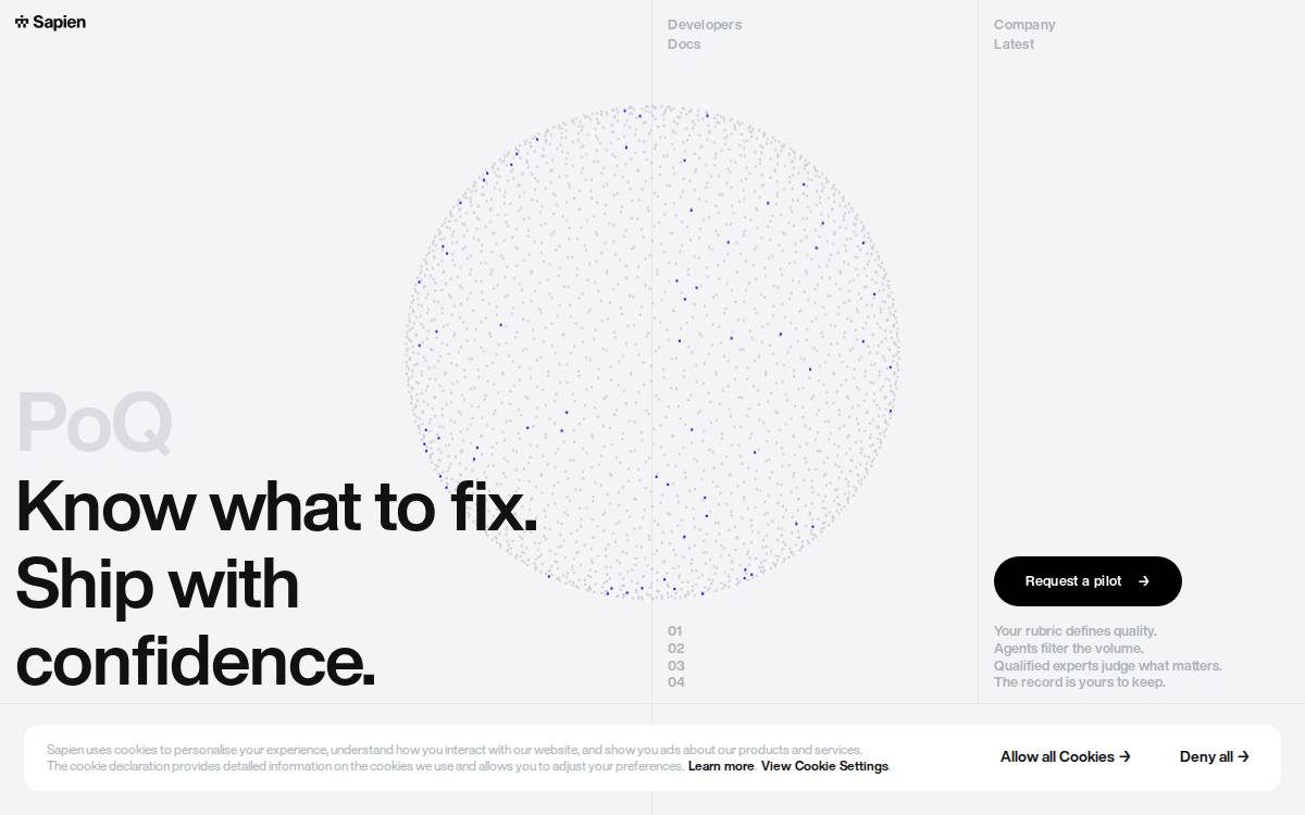 Sapien AI website preview