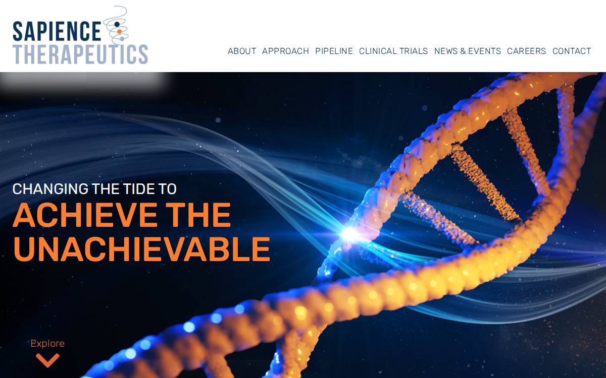 Sapience Therapeutics website preview