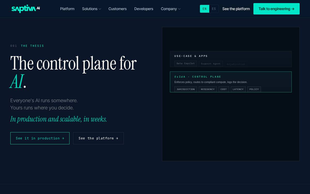 Saptiva website preview