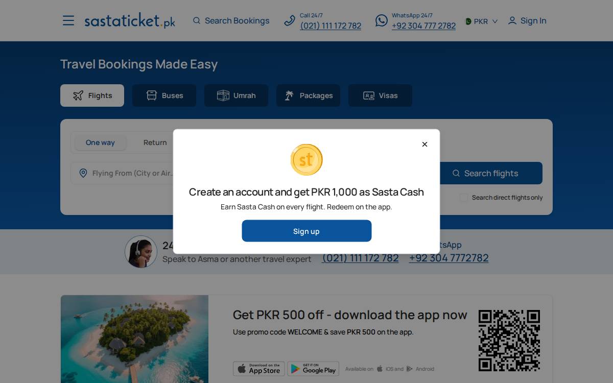 Sastaticket website preview