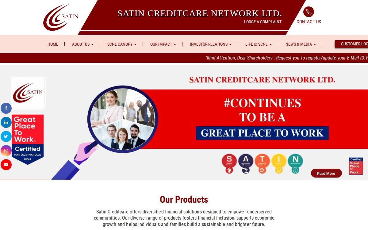 Satincreditcare website preview