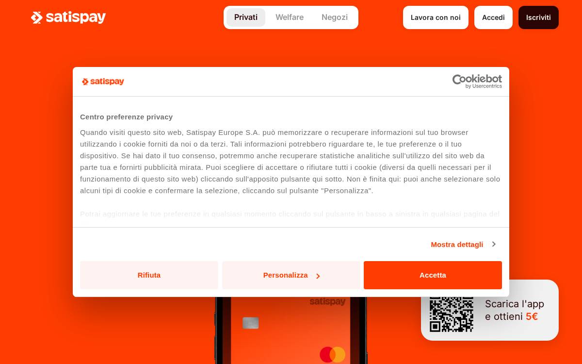 Satispay website preview