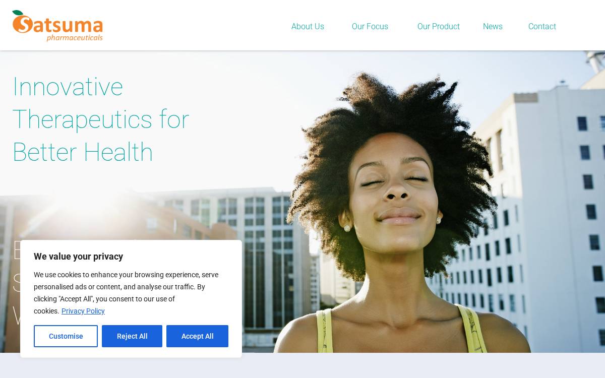 Satsuma Pharmaceuticals website preview