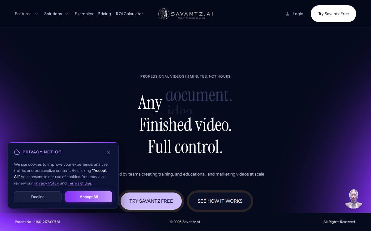 Savantz AI website preview