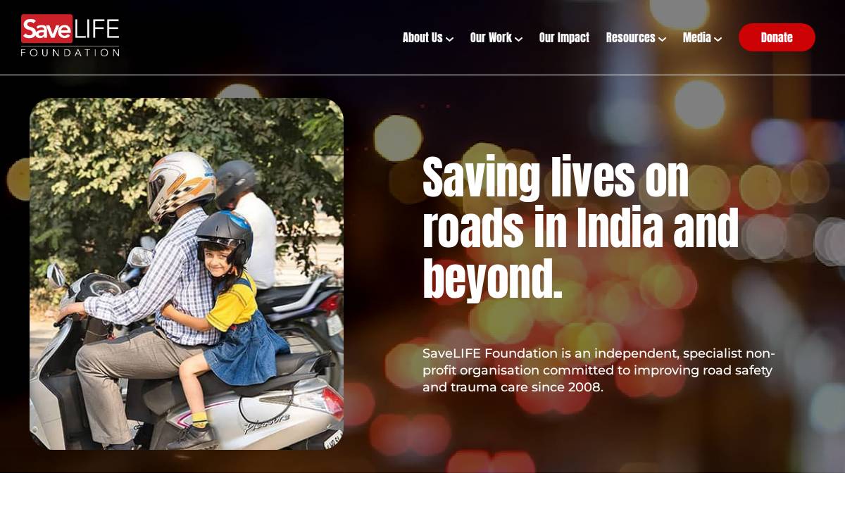Savelife Foundation website preview