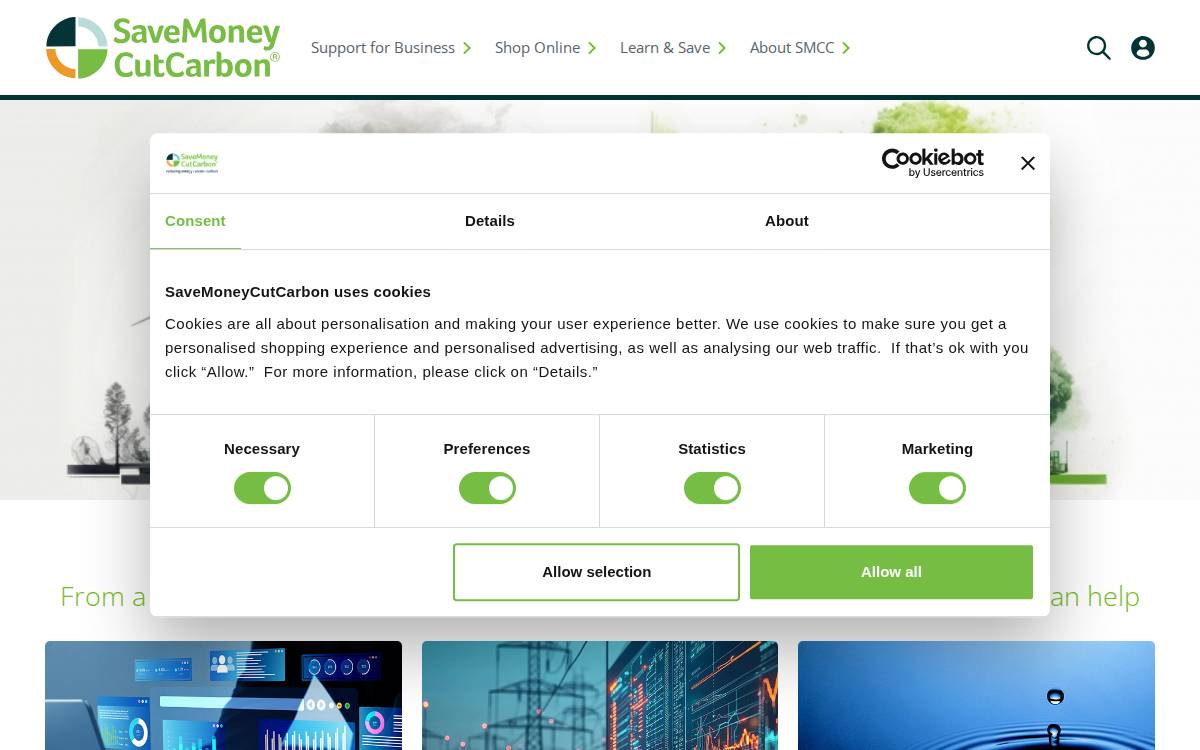 Savemoneycutcarbon website preview