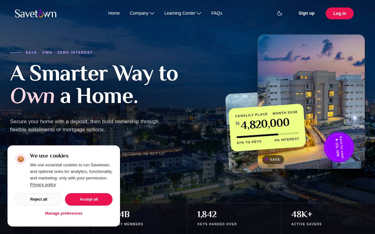 Savetown website preview