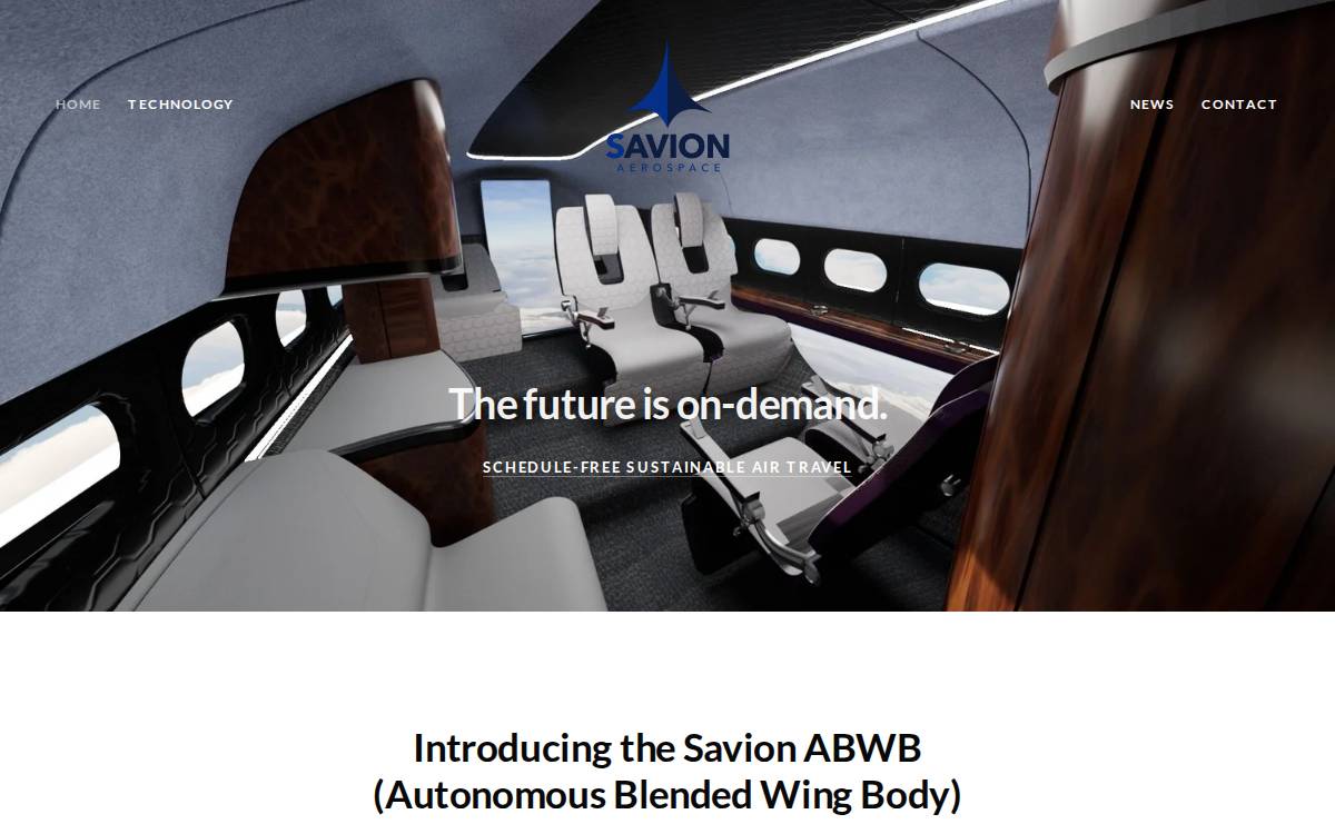 Savion Aerospace website preview