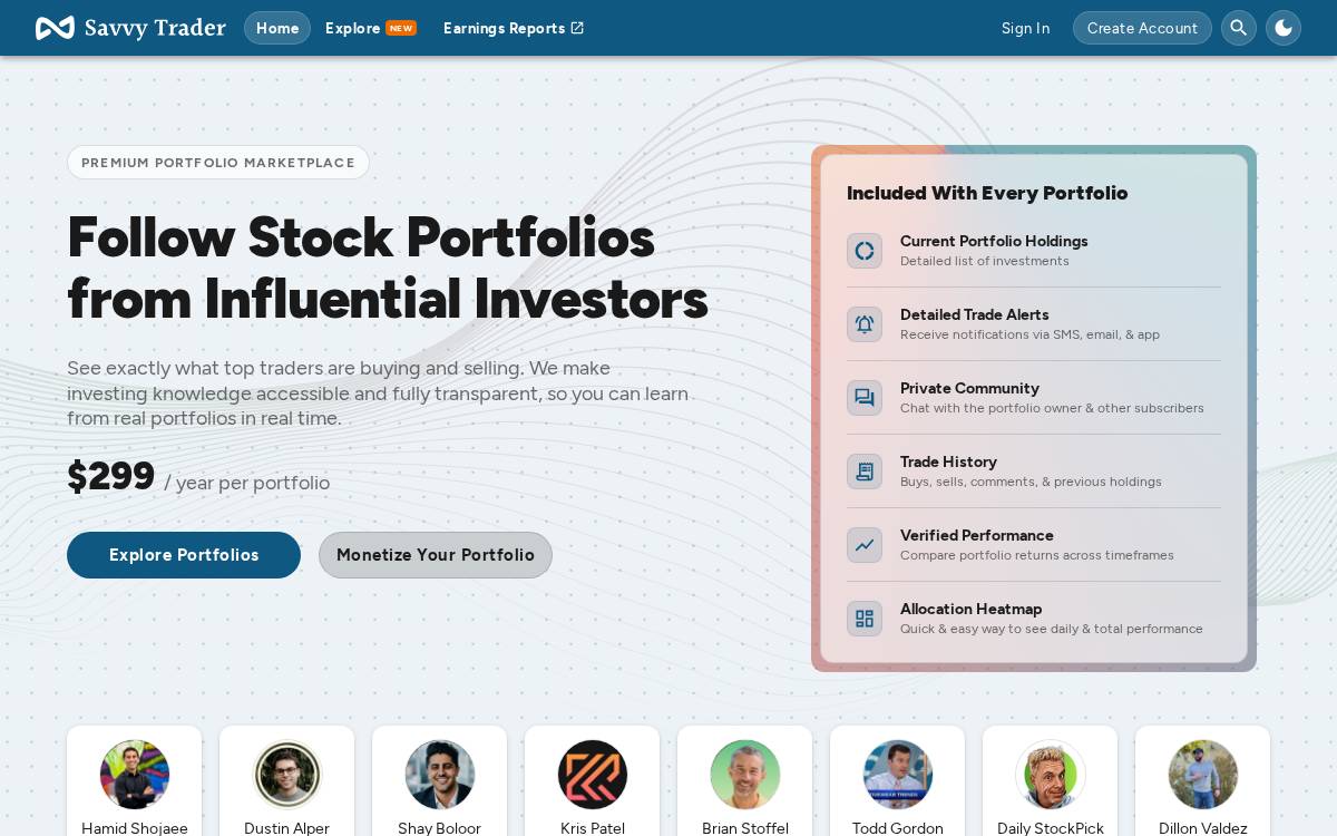 Savvy Trader website preview