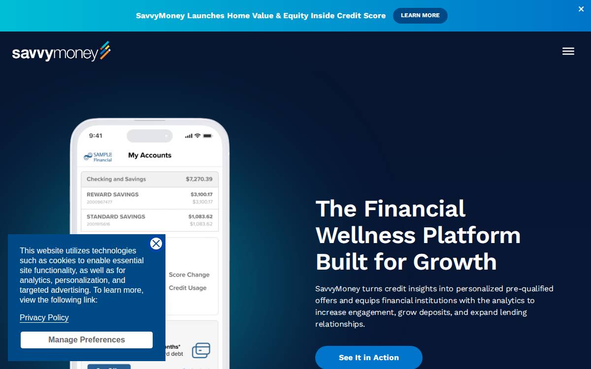 SavvyMoney website preview