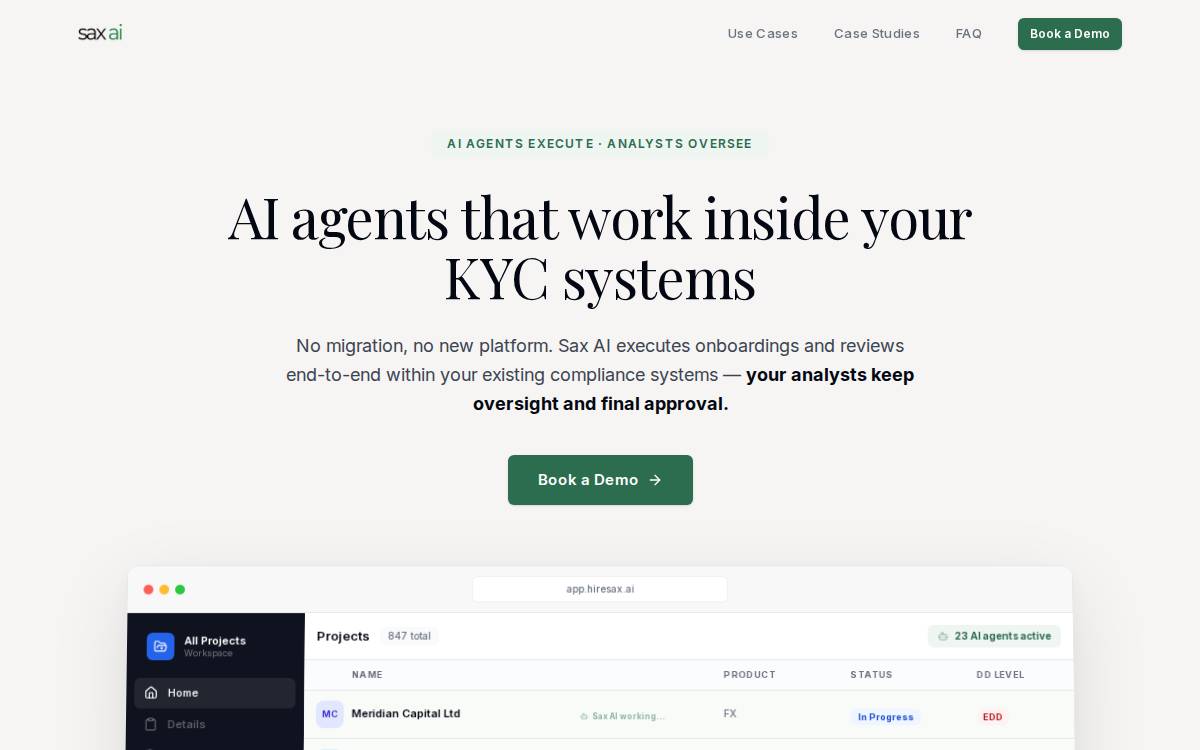 Sax AI website preview