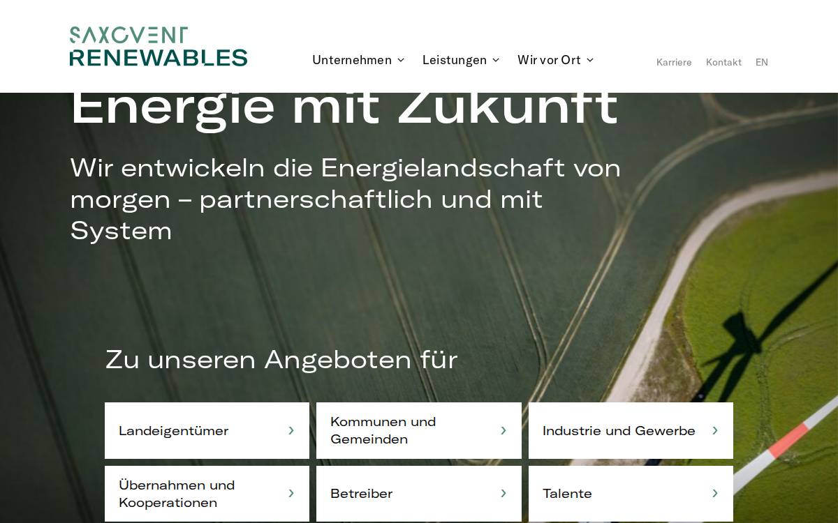 Saxovent Renewables website preview