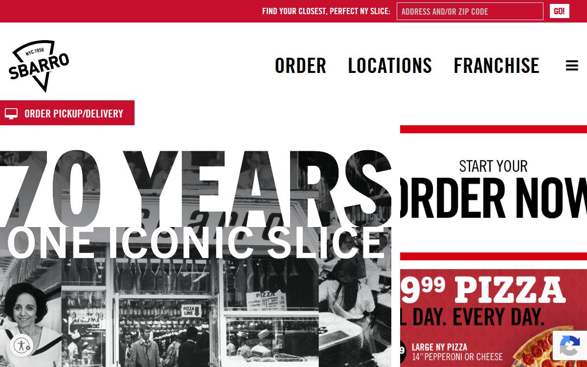 Sbarro website preview