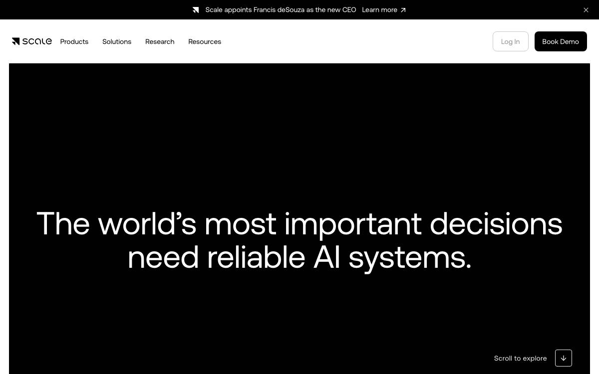 Scale AI website preview