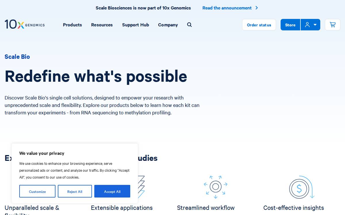 Scale Biosciences website preview