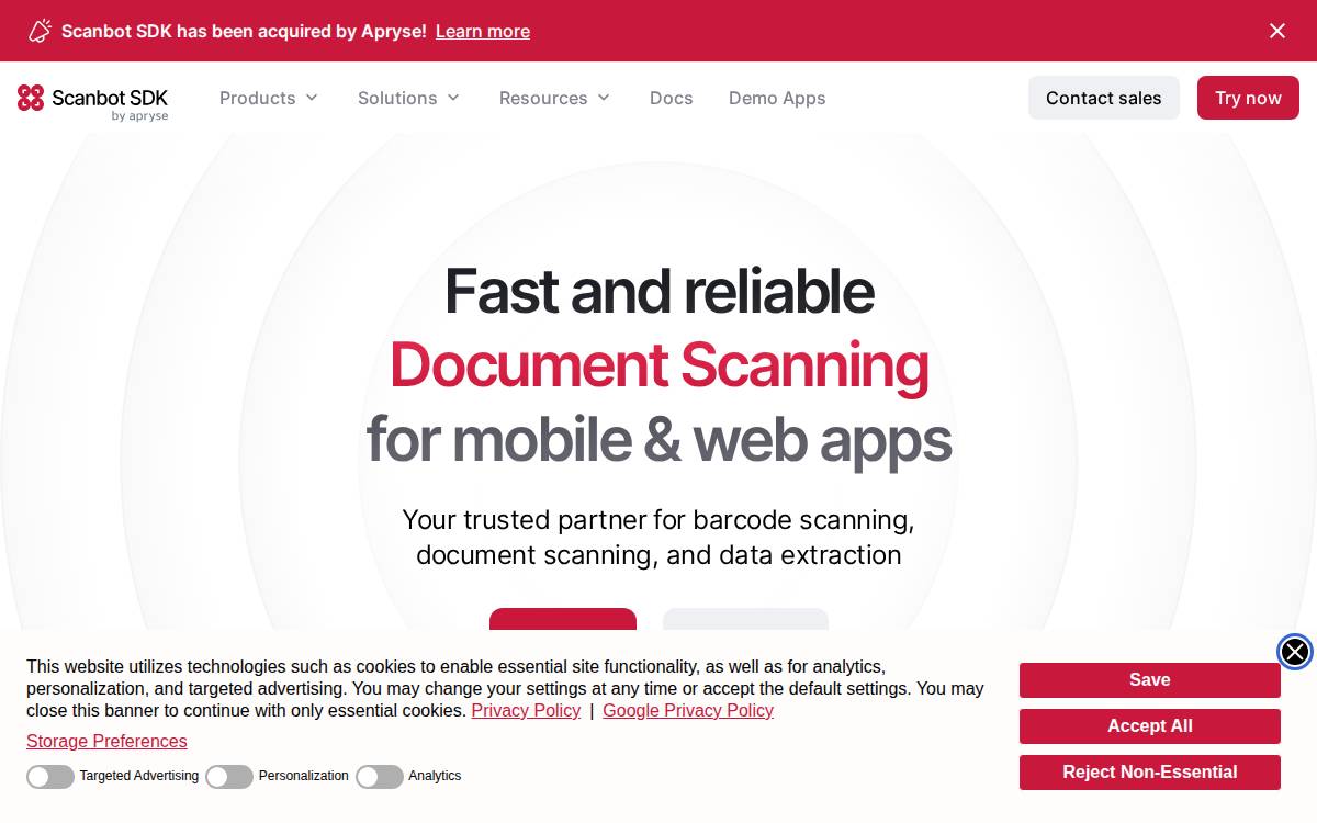 Scanbot SDK website preview
