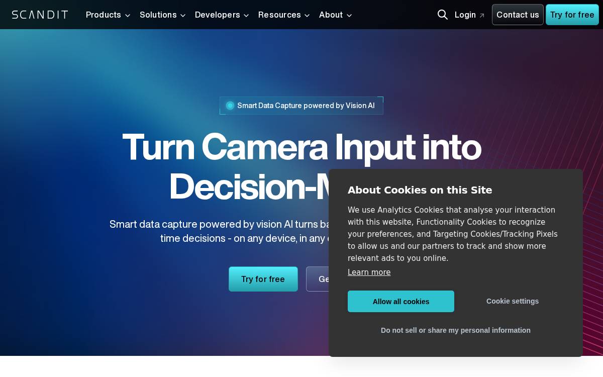 Scandit website preview