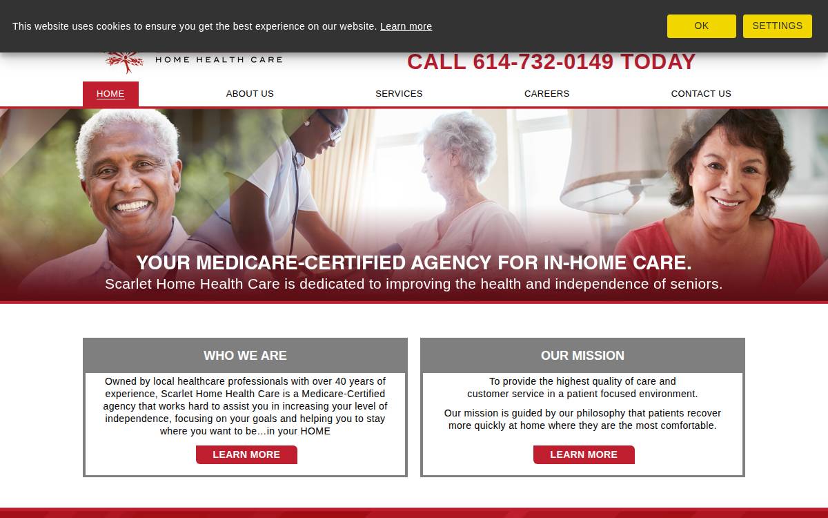Scarlet Home Healthcare website preview