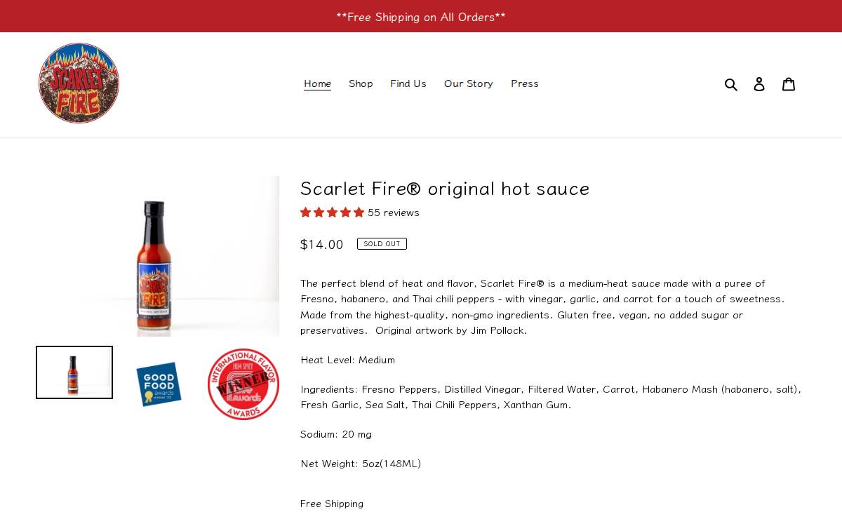 Scarletfirehotsauce website preview