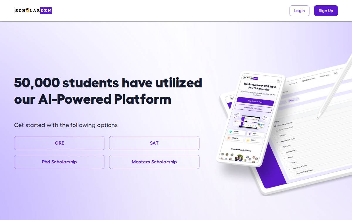 Scholar Den website preview