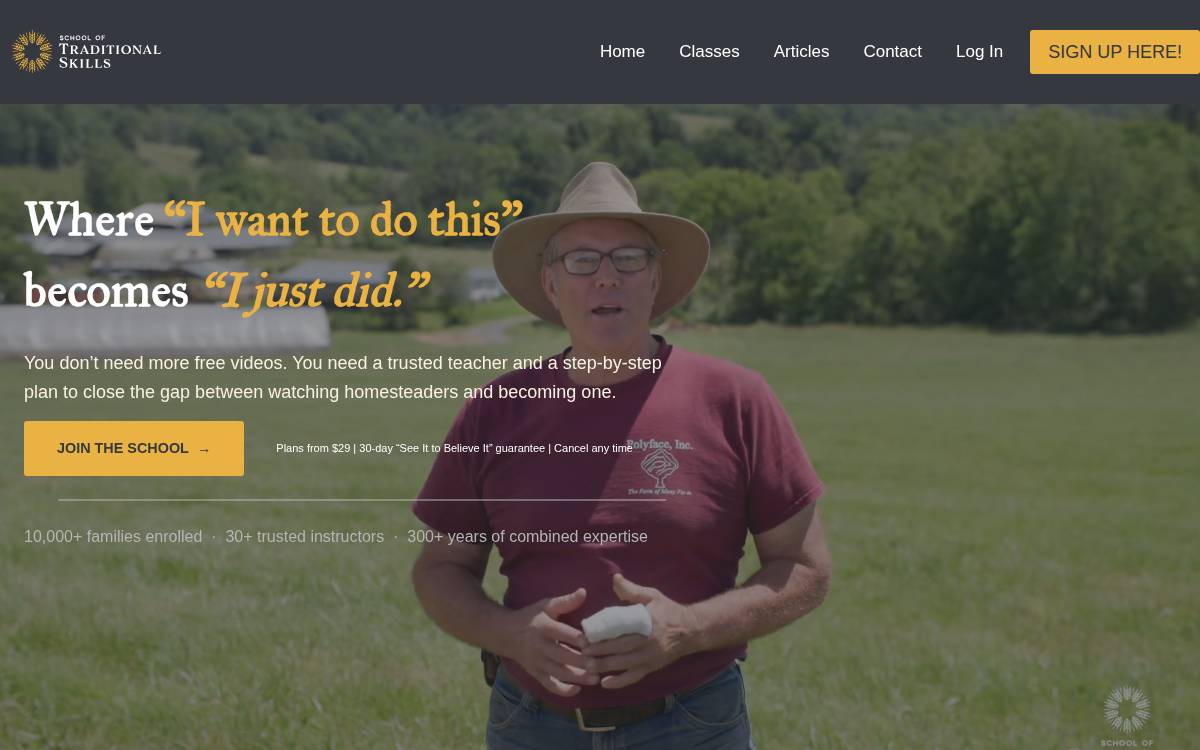 School of Traditional Skills website preview