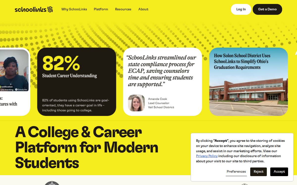 SchooLinks website preview