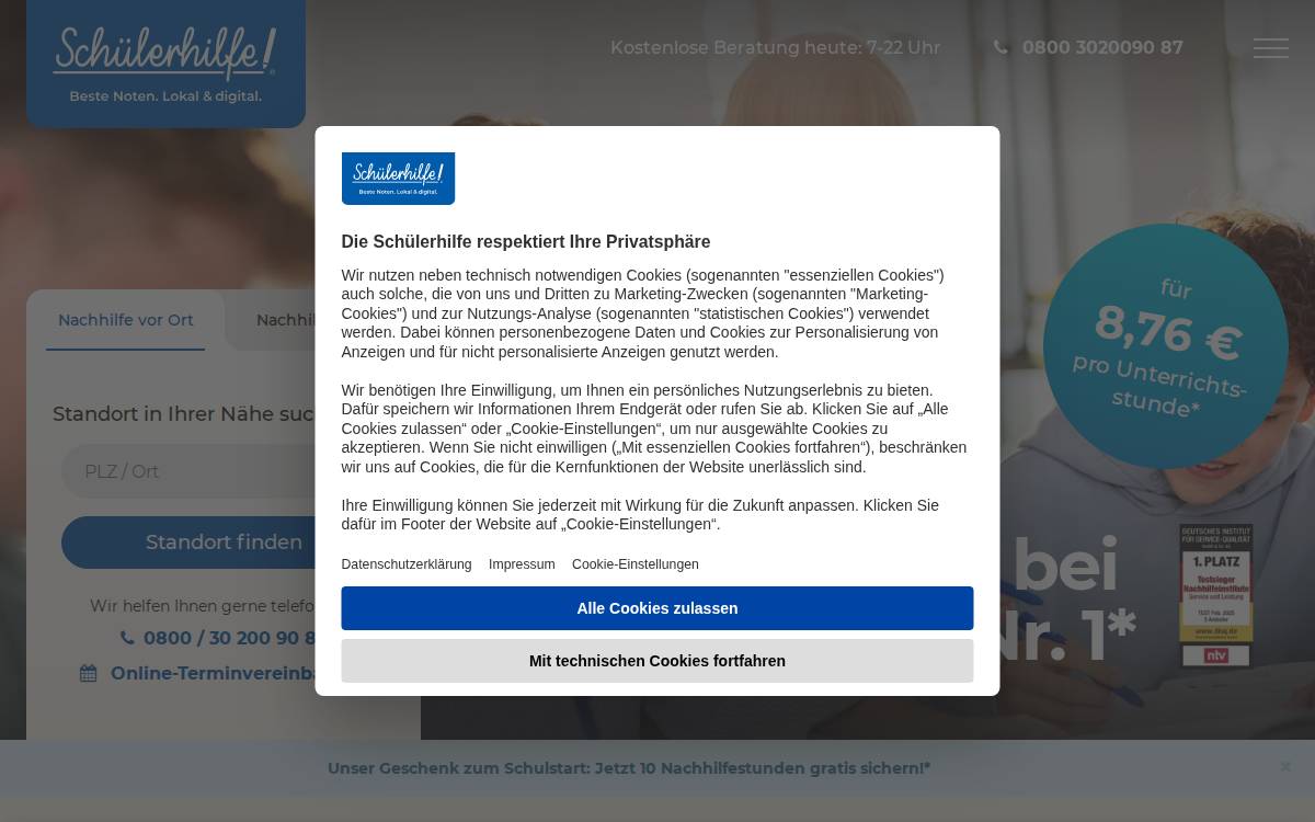 Schülerhilfe website preview